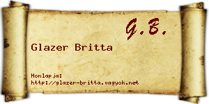 Glazer Britta névjegykártya